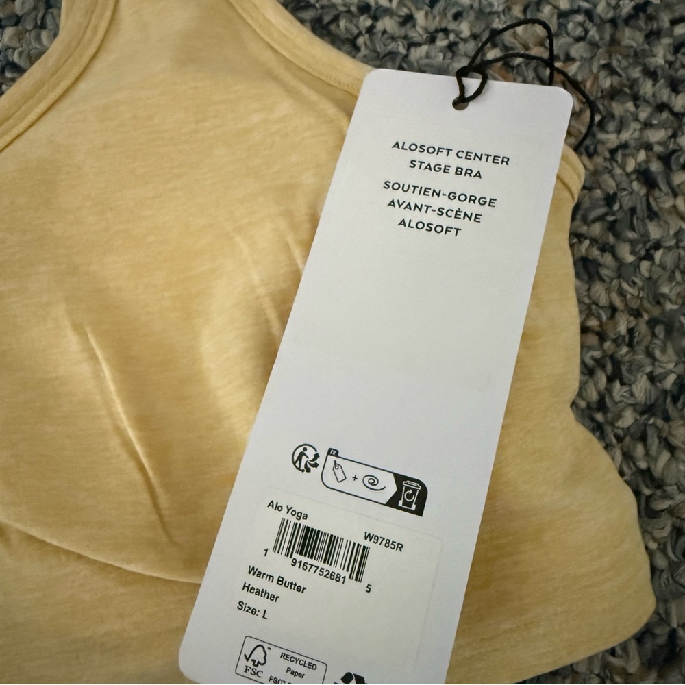 NWT ALO YOGA Alosoft center stage bra warm butter Heather - Picture 8 of 9